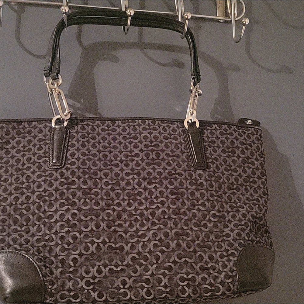 Coach Black and Gray Patterned Tote Bag